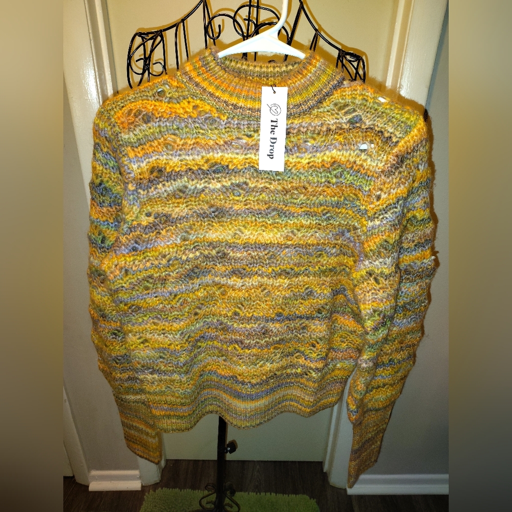 The Drop Crew Neck Orange Ombre Sweater Size Small (NWT)
